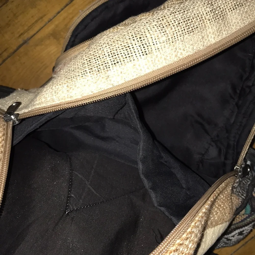 Eco-Friendly Beige and Black Backpack‎